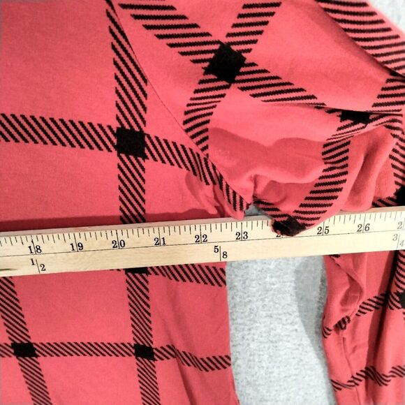 Soma Button Down Pajama Top Womens Sz XL Red Black Cool Nights Notch Long Sleeve - Picture 6 of 12